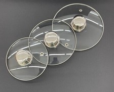 Glasdeckel mit Edelstahlring für Topf  hitzebeständiges Ø15,2,17,2,19,2 cm