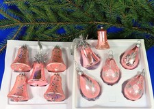 11 GLOCKEN TROPFEN GLAS rosa