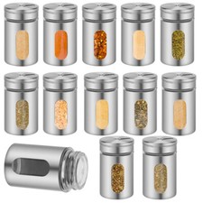 12X Gewürzstreuer Edelstahl Glas Set Salz Gewürzbehälter Pfeffer mit Etiketten