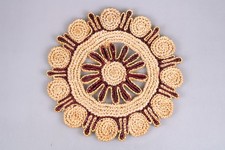 Topfuntersetzer Untersetzer Bast Rund 70er Jahre Vintage