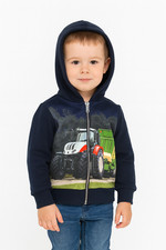 S&C Kinder-Sweatjacke „Traktor mit Anhänger“ TJ04 – Kapuzen-Sweatjacke, warm & r