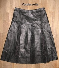 VIETRI IN PELLE LEDERROCK / Falten- Rock in schwarz aus weichem Nappalder ca. 42
