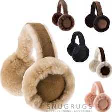 DAMEN ECHTE DICKE SCHAFFELL OHRMUFFS & GESCHENKBOX SCHWARZ KASTANIE, BRAUN, ROSA, 