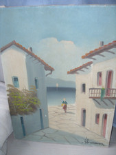 Öl Gemälde, mediteranes Dorf