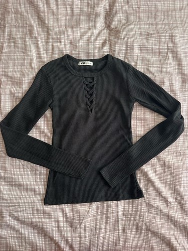 Longshirt fishbone schwarz - fishbone, xs