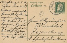 BAYERN ORTSSTEMPEL WÜRZBURG 2 K1 1911 auf 5 Pf Luitpold GA