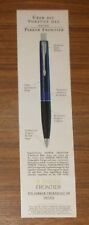 Seltene Werbung PARKER FRONTIER Translucent blau Kugelschreiber - Vorzüge 1997