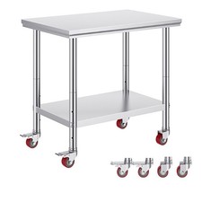 Edelstahltisch mit Rollen Arbeitstisch Küchentisch Gastro Zerlegetisch Höhe 85CM
