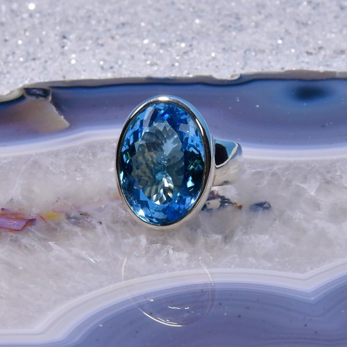 Blau topas ring - ring,, silber