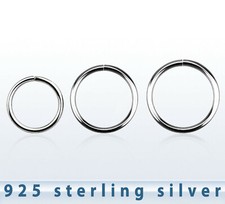 925er Silber Nasenring Lippen Intim Ohr Tragus Helix Brust Extra dünner Ring 0,8