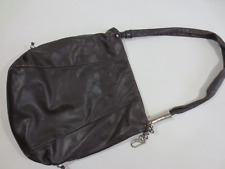 RENATO ANGI große Echt-Leder Umhänge-Tasche Beutel braun vintage /2