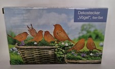 Dekostecker Vögel 6er Set Metall Rostoptik Gartendeko Spatzen Garten Balkon Deko