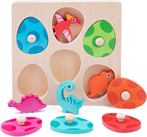 Wooden dinosaur egg puzzle - dinosaur,
