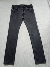 Diesel Herren Jeans W31 L34 Poiak Straight Slim Fit Stone Schwarz Button Fly Denim