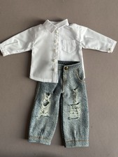 Zerrissene Jeans mit weißem Hemd Paola Reina 32 Cm Puppen Kleidung Neu Handwerk