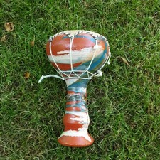 Trommel Handtrommel aus Ton handbemalt Tunesien schöner Klang