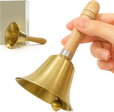 Laute Handglocke mit Holzgriff