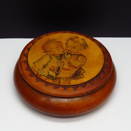 Vintage holz deckeldose hummel - vintage,