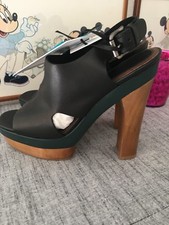 Marni H&M High Heels Gr. 38 schwarz NEU mit Etikett Plateau-Sandalen grün Holz 