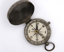 Alter Kompass- Taschenkompass- Zivil- Metallgehäuse- Funktionstüchtig #H3