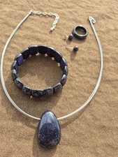 Schmuckset Blaufluss Kette Ring Ohrring Armreif *NEU*