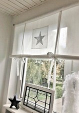Raffrollo Gardine STERN weiß Vintage Shabby CHIC Landhaus skandinavisch scandi