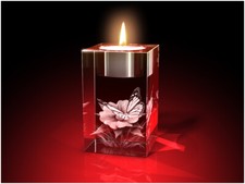 3D Glas Gravur Teelichthalter