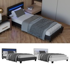 Polsterbett Einzelbett Jugendbett LED 90x200 / 120x200 Bettgestell Bett Juskys®