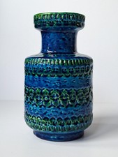 VINTAGE BITOSSI ITALIEN KERAMIK KERAMIK 8" VASE ALDO LONDI RIMINI BLAU MID CENTURY