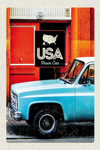 Holzschild 18x12 usa oldtimer - usa,