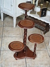 antik Blumensäule englischer Blumentisch Piedestal Säulen Tisch Leder Einsatz