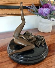 Bronzefigur Jungfrau Bronze Skulptur Frau Statue Akt Venus Erotik Deko Kunst