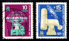 DDR 1254-1255 , gestempelt / o / Strickmaschine , Teleskop , Messe Leipzig /g2