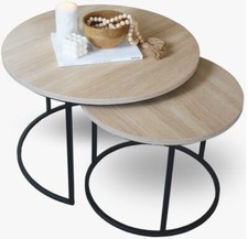 Couchtisch 2er-Set MDF Sonoma Eiche / Farbe: Schwarz