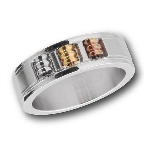 Edelstahl ring mit gold - gold, ip