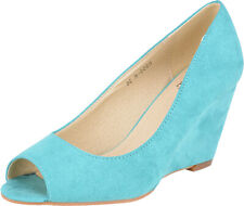 Retro Basic Vintage Keilabsatz WEDGES Peep Toe Pumps Rockabilly