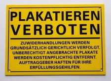 3 Schilder PLAKATIEREN VERBOTEN!