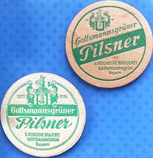 2 verschiedene alte Bierdeckel v. Kochsche Brauerei Gottmannsgrün um 1940-50