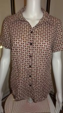 Pia Jessen Bluse braun mehr farbig gemustert Vintage-Style Kurzarm Gr 40