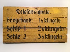 Alte Bergbau Signaltafel / Hängebank / Bergwerk Signale / Holz /  1920er - 30er