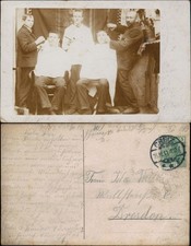 Fotokarte  Berufe Beruf Jungen beim Friseur Frisör 1911   gel. Feldpost Greiz