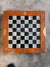 Schach Spiel Brett Holz antik Vintage Retro