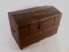 Alte Antike Runddeckeltruhe Holz Truhe  Schatzkiste Holztruhe Transportkiste