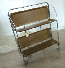 Orig. Bremshey DINETT Servierwagen Beistelltisch Chromgestell Regal klappbar