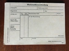 DDR Formular Kontrollzettel VEB TuR Werkstatt Beanstandungen Block Ca 60 Stück