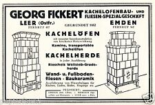 Kachelofen Fickert Leer Emden Reklame von 1924 Ofen Fliesen Herd Kachelherd Ad