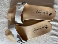 Berkemann Holzsandale unisex Holz weißes Leder aktiviert Fuß- und Beinmuskulatur