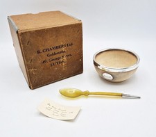 ANTIKER TAUFLÖFFEL & MAZERSCHALE STERLINGSILBER MONTIERT Birmingham 1935