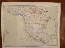 antik Landkarte North America USA Karibik 1862 36x44cm Canada map 19th century