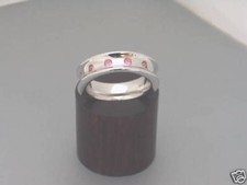 925 echt Silber Ring Look Damen Zirkonia rosa rose Glanz Bandring  Größe 50